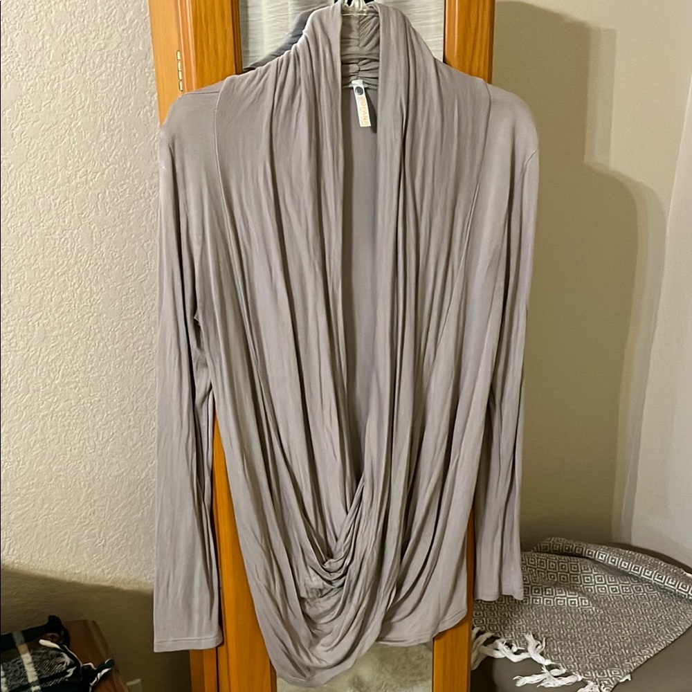 Draped Long Sleeve Top in Light Tan